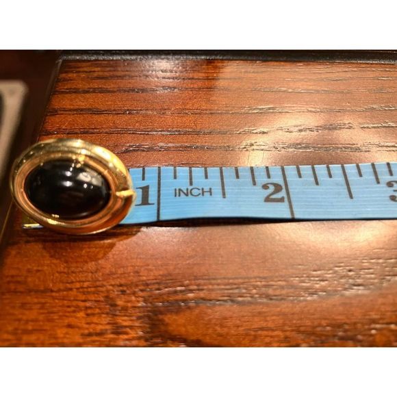 Black Oval Gold-Tone Earrings! - Picture 8 of 9